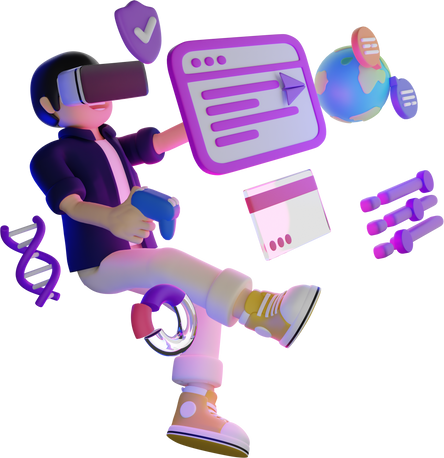 3D Purple Metaverse VR Boy Wolrd